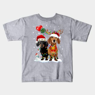 Dachshund Merry Christmas Shirt Kids T-Shirt